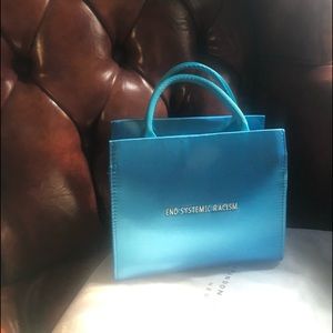 Brandon Blackwood ESR Aqua Blue Satin Tote